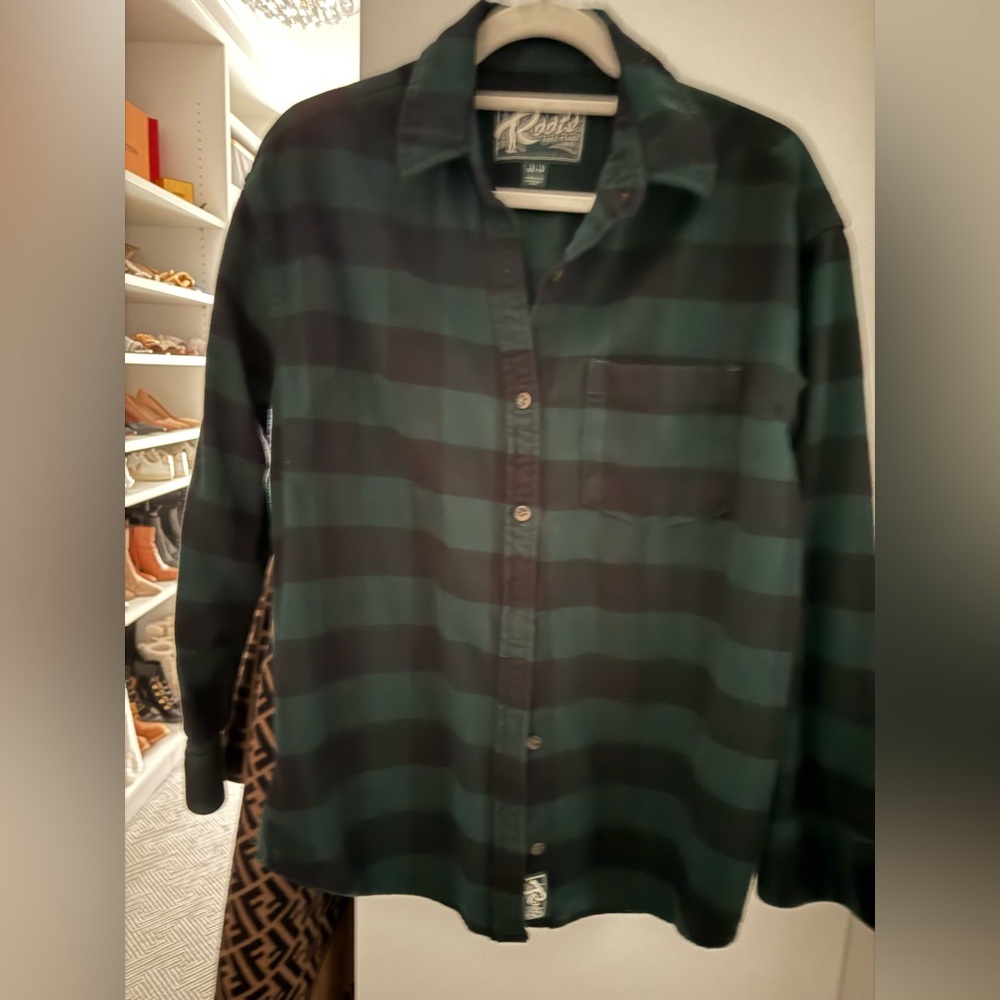 Roots Women Loose Fit Park Plaid Shirt (size XS)
